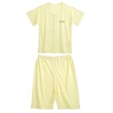 ベビー服　半袖セット　短肌着　ベビー肌着上下セット　赤ちゃんズボン　夏用　無地　３セット (100　２セット, 黄色)