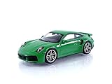 TrueScale Miniatures MINI GT 1/64 ポルシェ 911 ターボ S パイソングリーン (左ハンドル) 完成品
