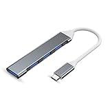 【2023改良モデル】KANOYO USBハブ Type-C to USB3.0 1ポート USB2.0 3ポート Type C ドッキングステーション USBメモリ/キーボード/マウスなど使用可能 最大バスパワー 5Gbps高速転送 低消費電力 iPad/MacBook Pro/iMac等に適用 (Type-C グレー)