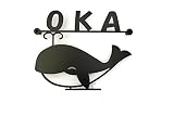 表札 アイアン表札 クジラタイプ マグネット式