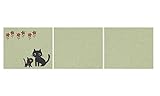 サンコー ズレないキッチンマット おくだけ吸着 バリアフリーマット 3枚入 50×60cm ネコ(ネコ1枚+グリーン2枚) KD-42