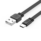 Qsvbeeqj USB 2.0 - Type C データケーブル 2A 高速充電 480Mbps データ転送 フラットワイヤーライン 90度エルボ タブレット携帯電話用