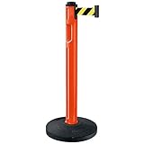 スガツネ工業 屋外用ベルトパーティション 支柱:オレンジ ベルト:イエロー/ブラック ベース:再生ゴムタイプ(注水不要) 80-5000R-OR-SF