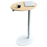 タンスのゲン 昇降式 スタンディングデスク 楕円形 65×50cm ガス圧式 ナチュラル×ホワイトフレーム 45400003 01