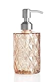 Easy-Tang シャンプーボトル デイスペンサー ガラス製 おしやれ アンティーク風 ステンレスポンプ ハンドソープ用 洗剤用 500ml (クリア)