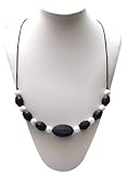 Silli Me Jewels: Girl's Best Friend - 31 Teething Necklace with Large Oval Diamond, Oak Barrel Beads