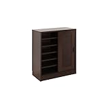 【JAJAN】引き戸ルーバー シューズボックス【ルーシー】幅75cmロータイプ ブラウン(奥行39cm 高さ90cm)〔靴箱・下駄箱〕〔玄関収納・通気性抜群シューズボックス〕