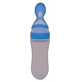 Baby Feeding Bottle with Silicone Spoon Attached Blue [並行輸入品]