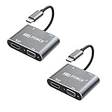 日本の中小企業 iphone15/16シリーズ対応 ドッキングステーション アダプター 2-in-1 USB-C Type-c to HDMI ＆ VGA ハブ MacBook Pro/Chromebook Pixel/Dell XPS 13/Yoga 910/Galaxy S9/ スマホ テレビに映す テレビ 接続 ケーブル uc0701 (4in1 2個セット)