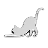 FUTWOD 車 猫 エンブレム ねこ ネコ かわいい 面白い 3Dステッカー 防水 耐候 キャット バッジ カーステッカー アクセサリー デカール シルバー おしゃれ 車用 バイク スーツケース 飾り キズ隠し 背伸び猫