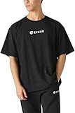 [EVANE] エバン オーバーサイズ コットン ストレッチ Tシャツ (XL, ブラック)