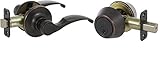Callan KI3007R Kendall Series Grade 3 Keyed Entry Lever & Single Cylinder Deadbolt Set, Edged Br