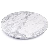 Sinsanye 天然大理石 ケーキ回転台 ケーキ装飾台 25x25x4cm 白