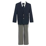 Sweet Kids Navyグレー4pcブレザーシャツパンツネクタイスーツセット男の子12 m-2t カラー: ブルー