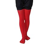 (靴下屋)kutsushitaya キッズ 80デニールスポンディッシュタイツ135cm(125〜145cm) アカ