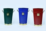 英国エデンオリジナル　vase (フラワーベース・花用バケツ・花用ばけつ)　トリム付きカラー　Ｌ (グリーン)