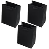 薄型 ギフト バッグ 袋 ラッピング ブラック 縦型 15.5×11.5×7cm 3枚 パッケージ アクセサリー 紙袋 包装 ギフトバッグ NYANDELMO ND-0164-R01-BK-BG-T-3
