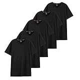 桜の恋 [５枚組] インナーシャツ メンズ 半袖 肌着 綿100% Tシャツ Vネック インナー 下着 クセになる肌触り 防菌防臭 無地 夏服 ブラック/ホワイト (ブラック, 2XL)