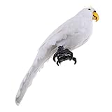 Baosity オウム 人工羽毛 鳥の置物 生き生き 動物モデル 庭の装飾 手作り ガーデン 芝生 オーナメント 全7色 - 白