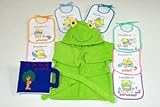 布絵本 ベ ビーバスローブ よだれかけ  ウィークリービブ7枚組みえあわせ どうぶつ かえるのバスローブ ウィークリービブ ベビーベア柄 ハッピースマイルギフトセット