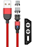 (株)アトラス マグネット充電ケーブル 1m x 1本 (赤) 2.4A 急速充電/マグネット端子 ：MicroUSB, Type-C/端子ケース付き/アンドロイド スマートフォン用