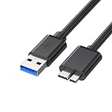 USB-Aオス to micro Bオス ケーブル、USB 3.0 micro B ケーブル 高速データ転送 外付けHDD/SSD/ハードドライブ/HDカメラなど対応 ブラック（1 m）