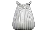 Urban Trends Collection 43032 4 Piece Ceramic Large Gloss White Owl Figurine with Ribbed Design Body