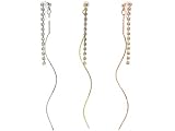 樹脂製前後に揺れるラインストーンチェーンゆるやかラインのノンホールピアスイヤリングイアリング 