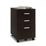 DEVAISE デスクワゴン 袖机 デスクキャビネット キャビネット 木製 キャスター付き 3段 A4対応 大容量収納 耐荷重30kg デスク下収納 省スペース 幅40×奥行40×高さ59.5cm サイドワゴン ダークブラウン