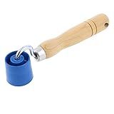 uxcell 壁紙シームローラー　木製ハンドル　スムーズ　ブルー　ウッドカラ
