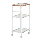 キッチンワゴン 幅40 奥行30 高さ75 3段 隙間収納 タイルトップ カラーラック ルミナス ホワイトラック LW4074-3T