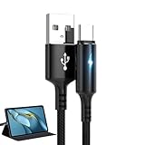 Type Cケーブル - 高速充電ケーブル、Type C充電ケーブル | LED付き高速充電ナイロンケーブル、長い高速ポータブル充電コード、ラップトップ、コンピューター、PC、旅行充電用の丈夫なType-Cオートオフ。