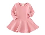 (ビーツリー) Betree ベビー 女の子 カットソー ワンピース 長袖 フレア Tシャツワンピース シンプル カジュアル (80cm, ピンク)