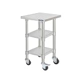 【ａｉｊｉ】 日本製 ステンレス 作業台 業務用 W40×H80×D45cm キャスター付き 3段 オールステンレス作業台 ステンレス調理台 業務用キッチン 調理作業台 キッチン作業台 ステンレス 製 キッチン 調理台 組立簡単 台所 ホテル 食品準備 レストラン 食堂 kot3ca-4045
