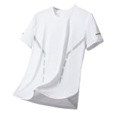 Tシャツ メンズ 半袖 夏 吸汗速乾 接触冷感 ドライtシャツ ランニングウェア クールネック クルーネック トップス UVカット 通気性 インナー 薄手 軽量 ストレッチ 練習着 登山 アウトドア ゴルフ ジム マラソン 仕事 水陸両用