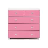 アルファタカバ ベビータンスシリーズ ブロッサムキャスター付きチェスト 80cm幅4段 ピンク(ハートクリスタル)