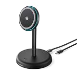THREEKEY for【Qi2 25W認証】ワイヤレス充電器,マグセーフ 充電スタンド冷却ファン&LEDライト内蔵,iPhone 17-12 シリーズ対応,25W高速磁気ワイヤレス充電ステーション,角度調整可能,1.5mケーブル付き,旅行用 自宅用 ギフトに最適