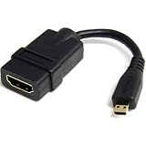 StarTech.com 12cm ハイスピードHDMI変換アダプタケーブル HDMI タイプA (メス) - マイクロ/Micro HDMI タイプD (オス) ブラック HDADFM5IN