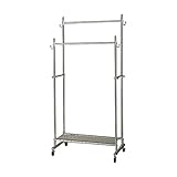 インテリア 家具 便利 おしゃれ 頑丈ハンガーラック 【3： ダブル/幅90cm】 スチールパイプ キャスター付き 〔ワードローブ/クローゼット〕