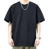 [Mezuratinn] tシャツ メンズ 半袖 てぃーしゃつメンズ 夏服 半袖シャツ コットン 速乾 大きいサイズ 無地 ティーシャツ オーバーサイズ 綿100 夏 綿 ドロップショルダー ブラック 2XL