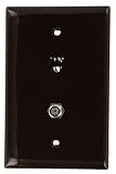 Leviton 40539-CMB Midsize Telephone/Video Wall Jack, 6P4C X F, Brown by Leviton [並行輸入品]