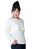 Sweet Mommy マタニティトップス 授乳服 授乳口付き 長め丈 レイヤード バックロング シンプル さらさらレーヨン Tシャツ 大きいサイズ 小さいサイズ 長袖 産前産後／S／オフホワイト