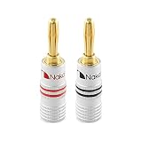 Nakamichi バナナプラグ banana plugs 24K金メッキ スピーカーケーブルコネクター アルミメタルシェル 12AWG-18AWGゲージサイズ4mm (2個（1ペア）, バナナプラグ)