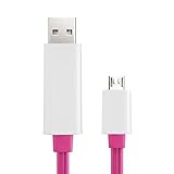 TOMOON? Pink White Visible Flowing LED EL Light Micro USB Sync Data Charging Charger Cable for Samsu