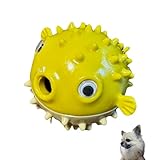 【WonderPawz：ハリセンボール】 犬用知育玩具 餌入れ 玩具 犬 おやつ おもちゃ ハリセンボン型おやつディスペンサー犬用おもちゃ 犬 おもちゃ 音 ノーズワーク 犬 犬 おもちゃ 噛む 犬 ボール （カラーバリエーション：イエロー・レッド） (イエロー)