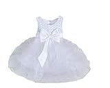 HYSENM　子供ドレス　幼児ドレス　結婚式　発表会　演奏会　誕生日　入園式　イベント　リボンベルト　キッズドレス　子供ワンピース　0-2歳　フォーマル ホワイト 3Ｍ