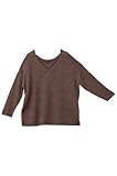 Angeliebe エンジェリーベ マタニティ トップス アルパカ 混 V ネック ピック ニット 妊婦服 長袖 フリー 杢 ブラウン