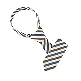 [Allegra K] リネン ストライプ ネクタイ ナロータイ 6cm フォーマル カジュアル ビジネス メンズ ブラウン 6 cm