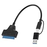 SATA-USB 変換ケーブル 2.5インチ SSD/HDD用 SATAケーブル 5Gbps 高速 SATA3 コンバーター USB3.0 2TB SSD/HDD 外付け 変換 コネクタ ハードディスク ポータブル (SATA-USB Type C+Type A)