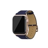 [BONAVENTURA] AppleWatch用 レザーバンド(アダプター:ゴールド) シュリンクレザー【38mm/40mm/41mm/42mm, S/Mサイズ】 ([ネイビー ] T40SRG-NA)